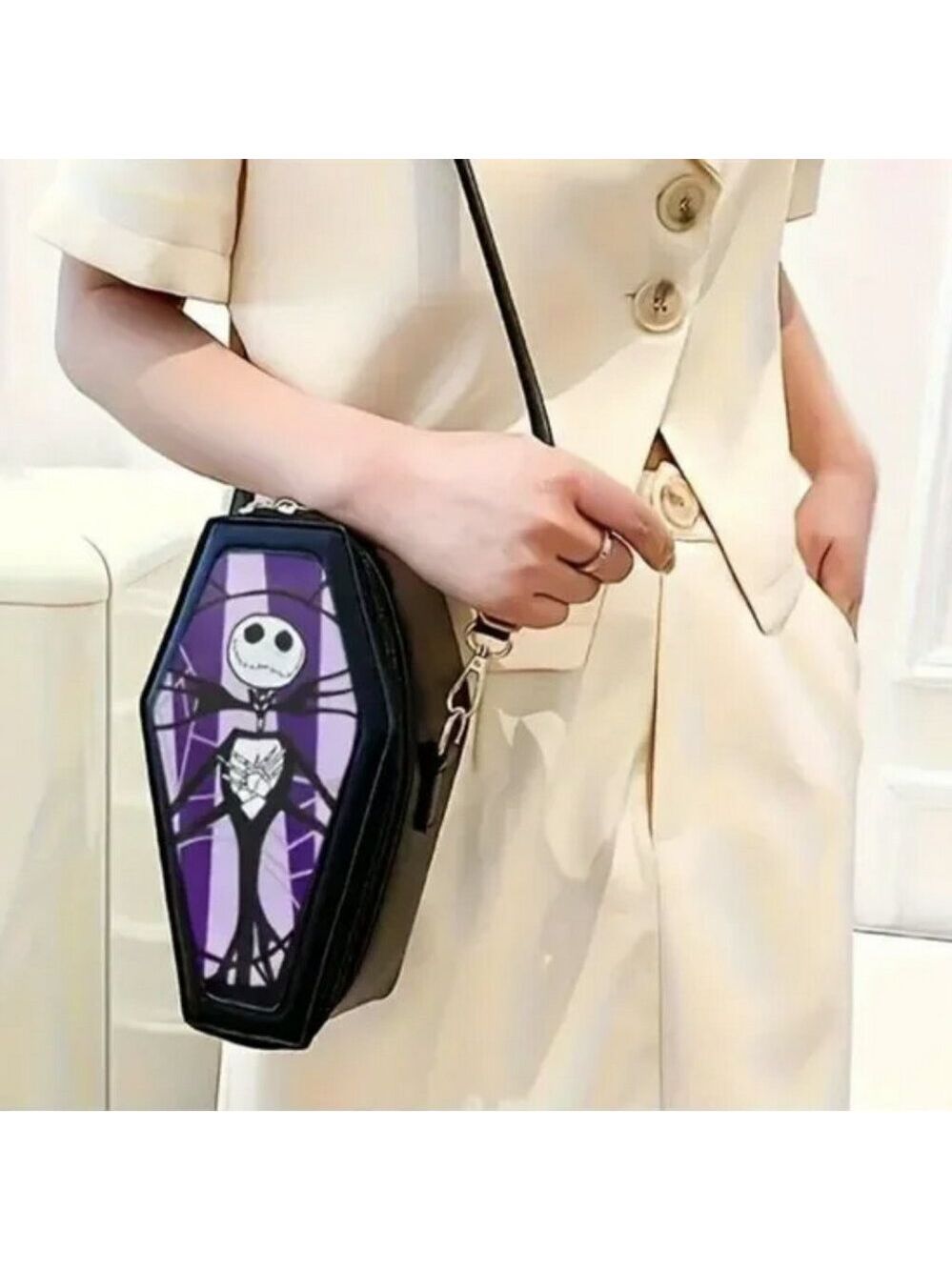 Jack Skellington Coffin Shaped cross body purse Bag Nightmare before Christmas - Picture 2 of 3